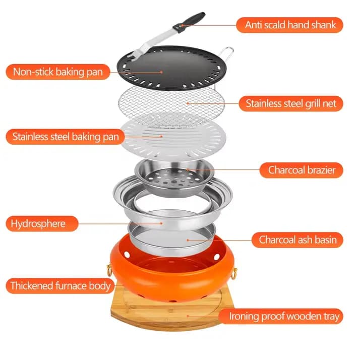 Grill de Barbecue Portable en acier inoxydable au carbone