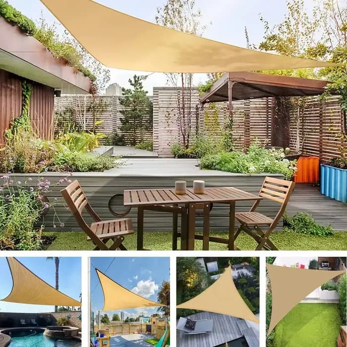 Abri solaire triangulaire imperméable avec cordes, blocage UV à 95%, parasol triangulaire portable, taille 3x3x3M, toile d'ombrage pour jardin