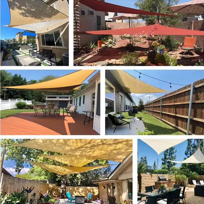 Voile d'ombrage triangulaire imperméable pour installations et activités extérieures, tentes de camping, auvent d'arrière-cour, pare-soleil, modifications de 98% nuits UV, abris solaires