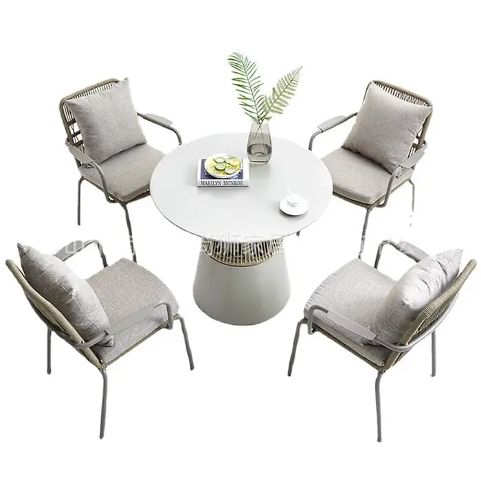 Combinaison table et chaise en aluminium pour jardin extérieur