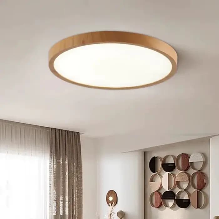 Plafond moderne à LEDs lumière circulaire ultra-mince Grain de bois noyer lumière décorative chambre salle à manger salon intérieur maison lumière