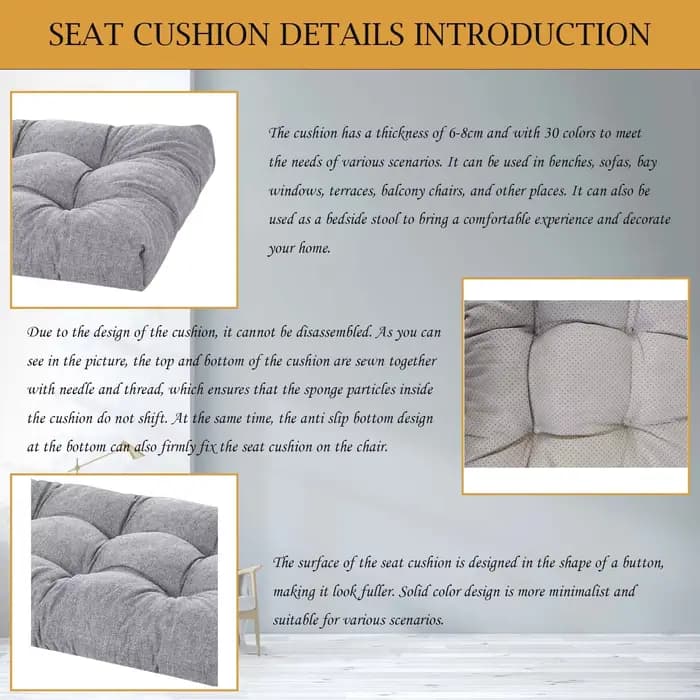 Coussins de chaise 40x40cm avec sangles, coussin de siège carré pour la maison, coussins de siège de chaise de bureau doux, tapis pour salon de thé/jardin/cuisine