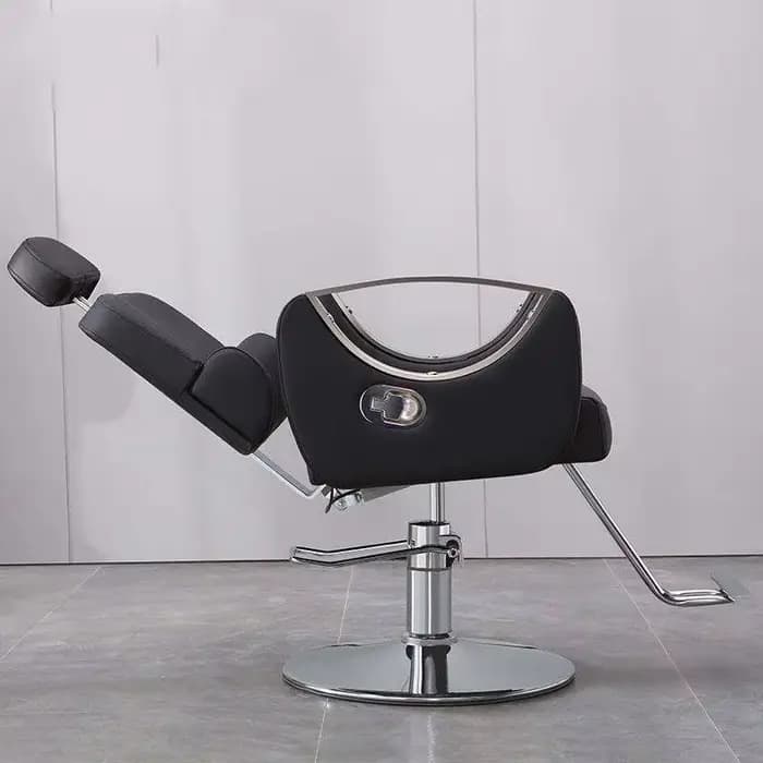 Ensemble de mobilier de salon de luxe en cuir PU et acier couleur or pour fauteuil de coiffeur et poste de miroir