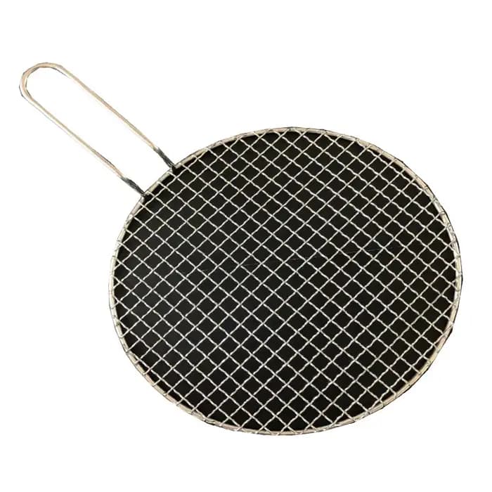 Grille de barbecue ronde en acier inoxydable 304, qualité alimentaire, 16-48cm, grille métallique avec poignée de 10cm