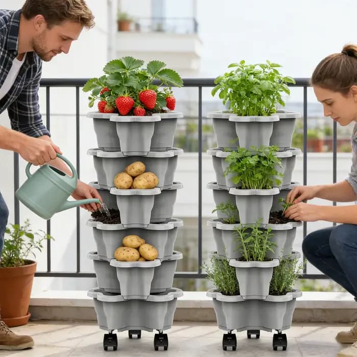 Tour de plantation à 6 niveaux avec roues