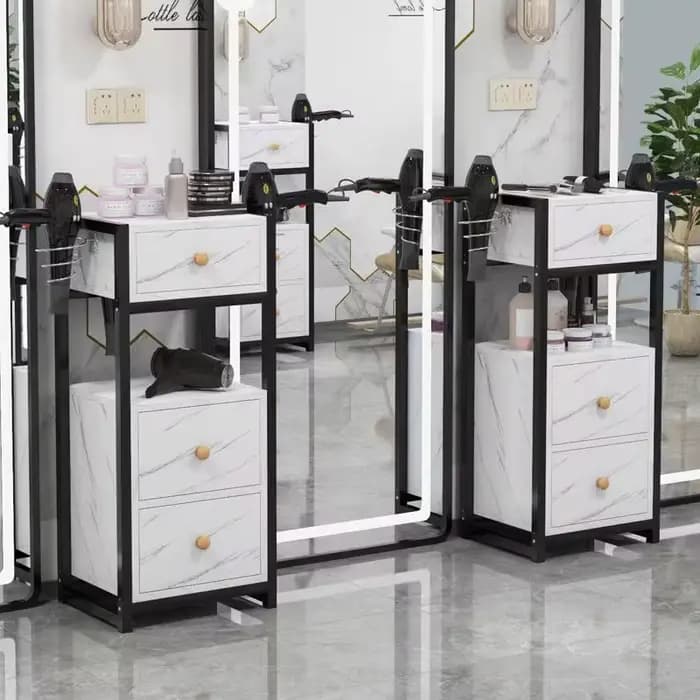 Chariot de Salon de luxe moderne, armoire en métal doré avec dernière conception, rangement de maquillage de beauté amovible pour Salon de coiffure et de barbier