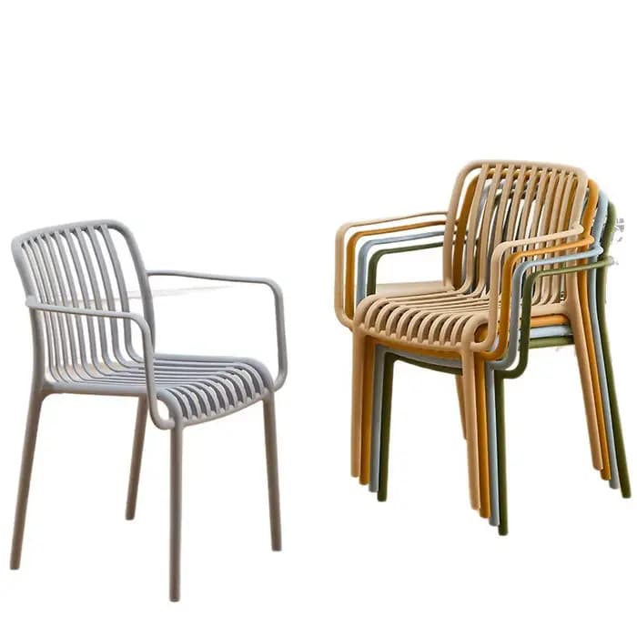 Nouveau balcon loisirs Support robuste fauteuil extérieur minimaliste maison empilable chaises de salle à manger à lattes verticales chaise de salon