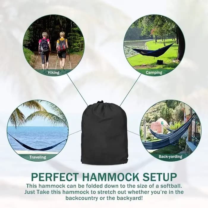 Hamac de camping portable avec attaches pour arbres et sacs de transport