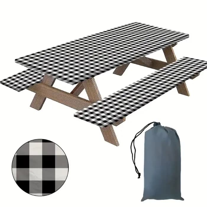 3 pièces/ensemble couverture de nappe à carreaux Durable-Patio extérieur pique-nique jardin Camping