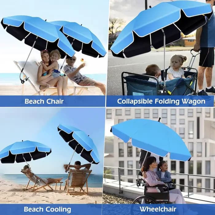 Parasol de chaise réglable à 360° avec pince