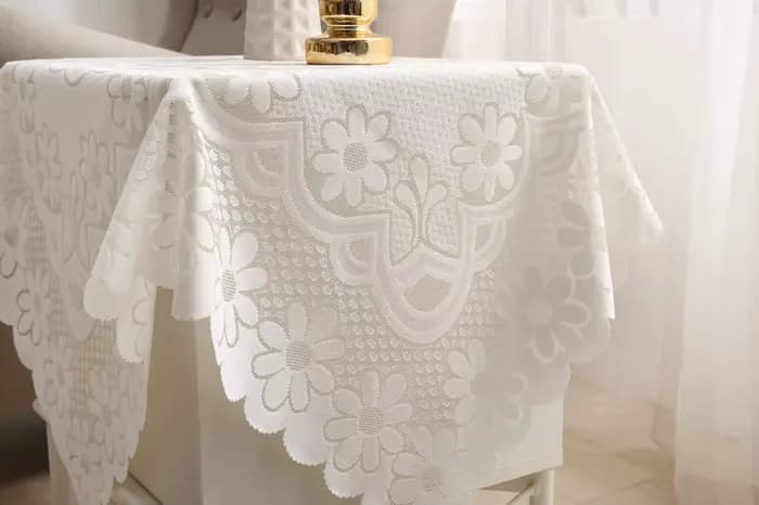 Nappe carrée en dentelle, fleur blanche, rétro européenne brodée, couverture en lin pour table à manger, fête de mariage, jardin, décoration de la maison