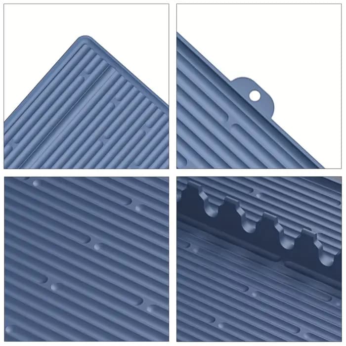 Tapis de gril en Silicone pour plaques noires, organisateur d'outils de barbecue avec tampon d'égouttement, spatule et porte-ustensiles pour la cuisine en plein air