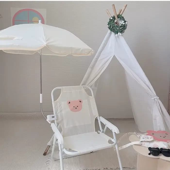 Chaise de plage extérieure pour enfants avec parapluie mignon Ins vent