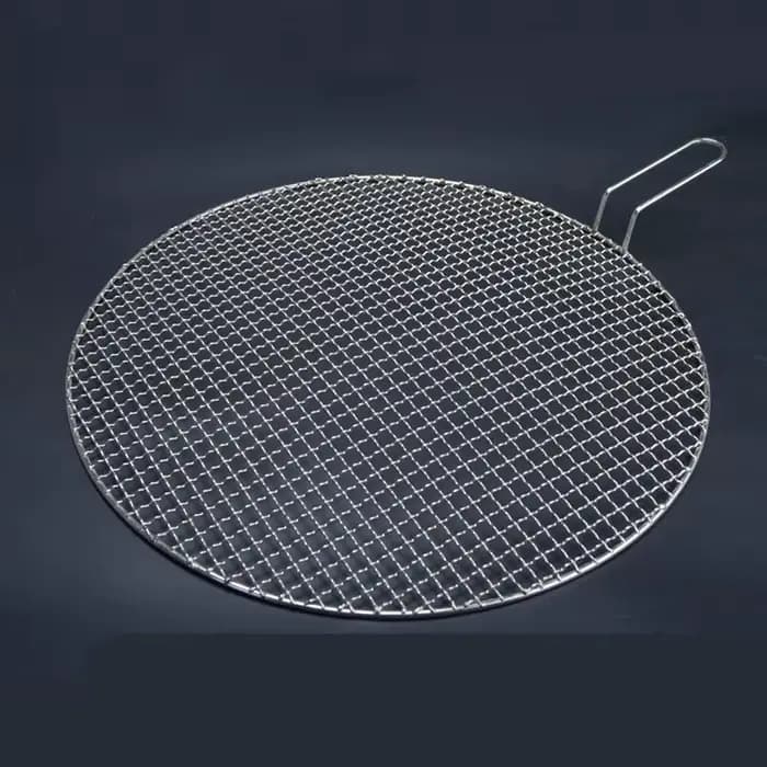 Grille de barbecue ronde en acier inoxydable 304, qualité alimentaire, 16-48cm, grille métallique avec poignée de 10cm