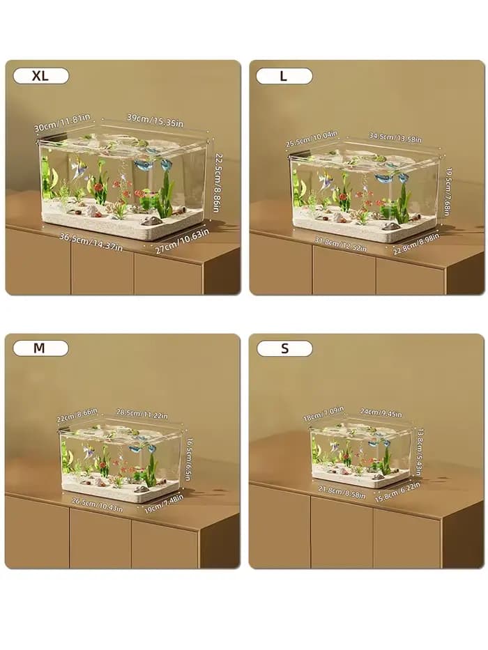 Aquarium Transparent de bureau créatif, pour bureau, décoration de maison, rectangulaire (aquarium nu, sans paysages ni pierres incluses)