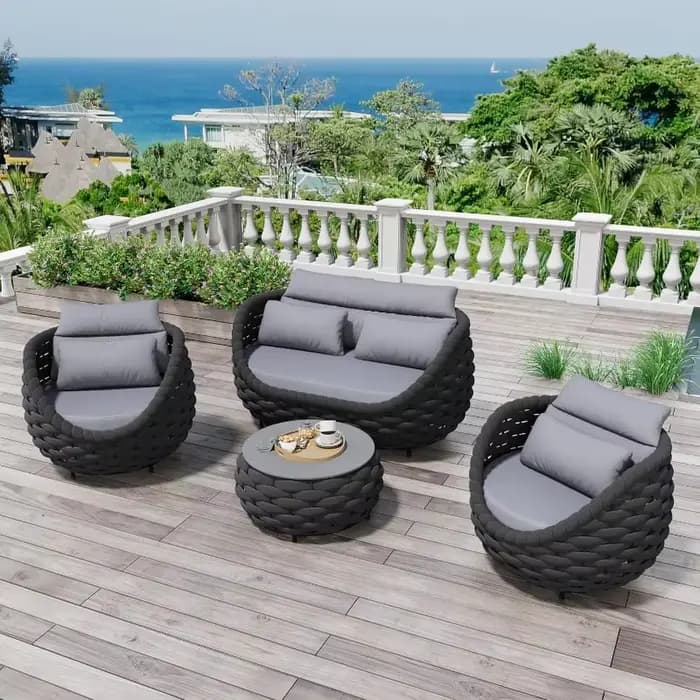 Ensemble de chaises de patio en corde tressée