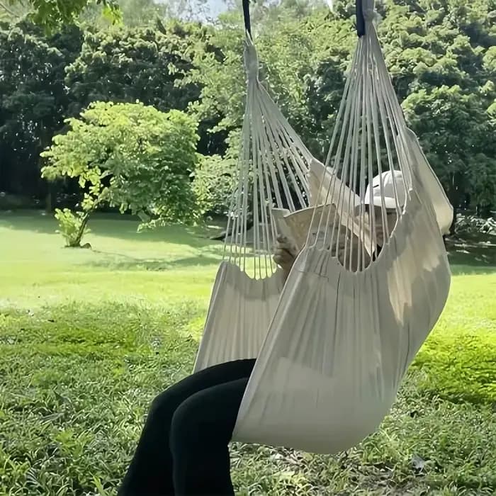 Fauteuil hamac portable en tissu avec conception anti-basculement - Comprend un sac de rangement pour patio