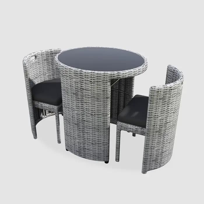 Fulin meubles de balcon de patio de haute qualité 3 pièces ensemble de table et chaises de café d'extérieur en rotin