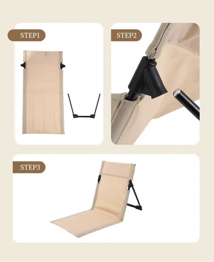 Chaise de camping pliable d'extérieur avec coussin de dossier