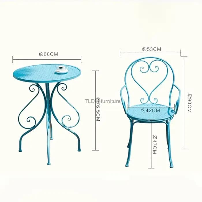 Ensembles de meubles de jardin en fer rétro européen, table et chaises de balcon de cour extérieure, table à manger et chaises de café, Z