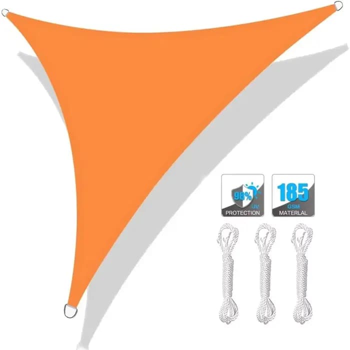 Abri solaire triangulaire imperméable 3x3x3M Taille 95% de blocage des UV Parasol triangulaire portable avec cordes Voile d'ombrage Zone de piscine