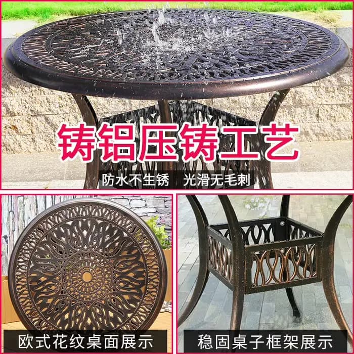 Combinaison table et chaise d'extérieur tissées en fonte d'aluminium