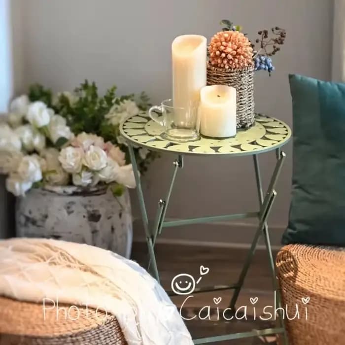 Table à thé évidée en fer pour balcon de cour