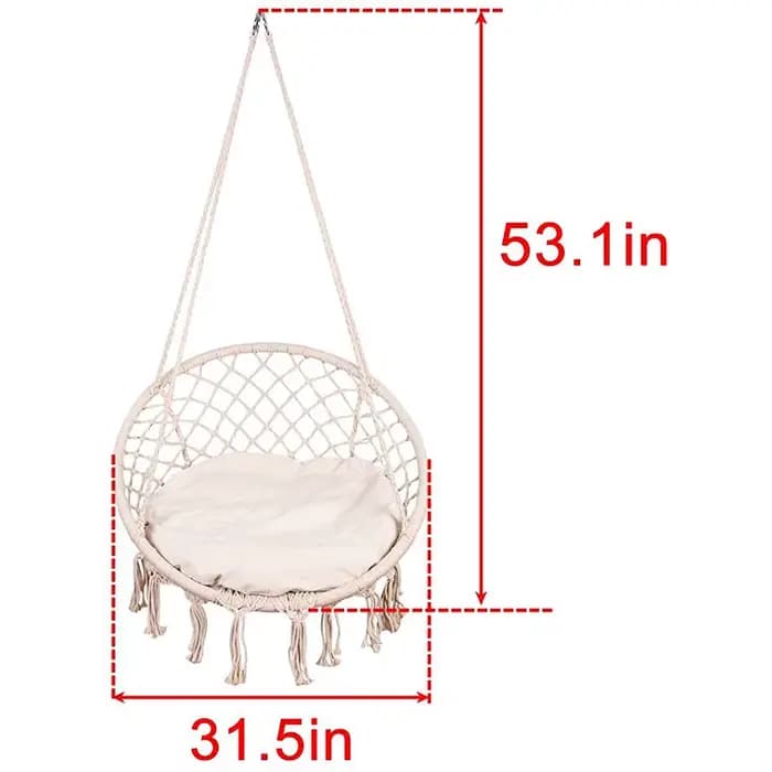 Hamac suspendu en corde de coton blanc