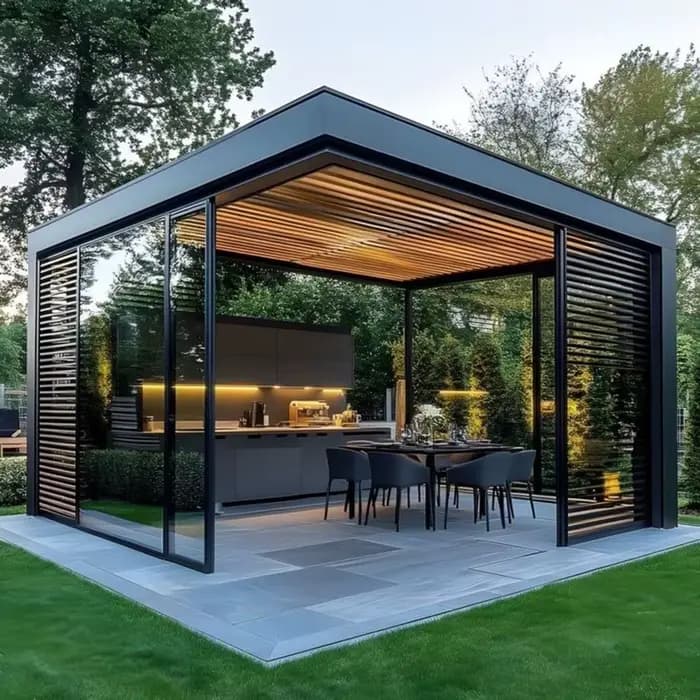 Pergola en aluminium moderne extérieure persienne toit Gazebo pare-soleil étanche pavillon pour jardin Patio