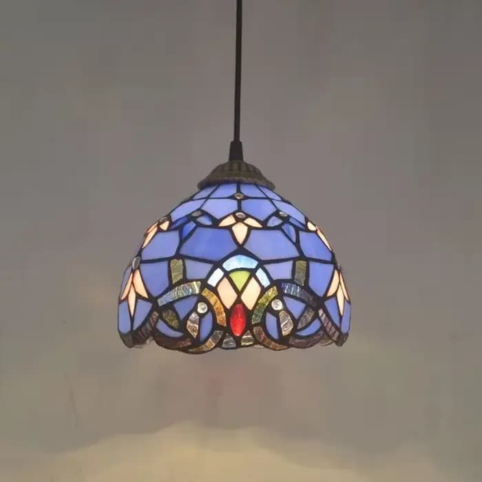 Lustre Tiffany en verre coloré, style rétro européen, pour bar, restaurant, chambre, balcon, ambiance méditerranéenne et campagnarde