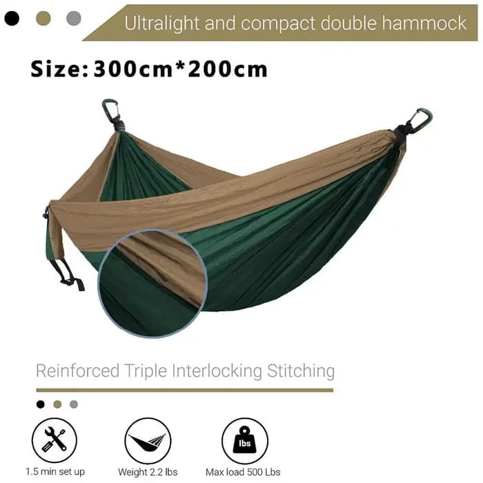 Hamac de Parachute Double pour 2 Personnes avec Sangles – Idéal pour le Camping