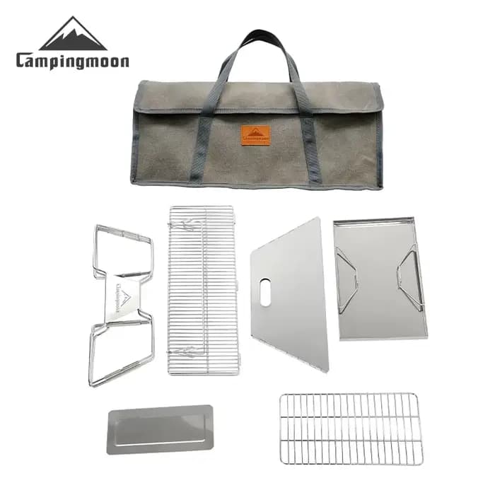 CAMPINGMOON MT-3 Grand four de barbecue portable pliable en acier inoxydable