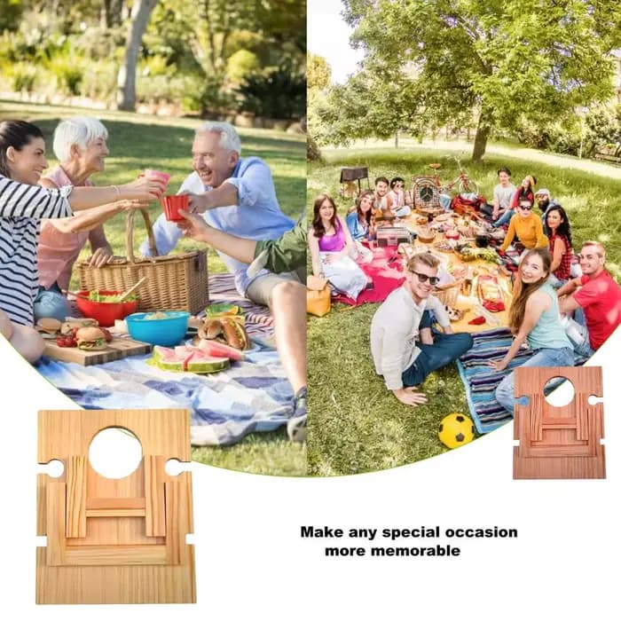 Table de pique-nique portable d'extérieur en bois