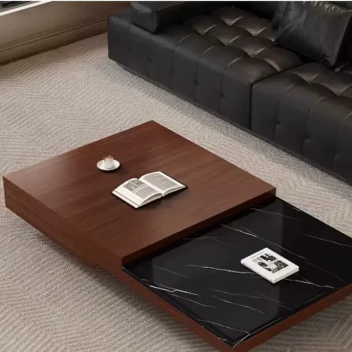 Table basse de salon nordique en marbre noir de luxe, table d'appoint moderne, mobilier original