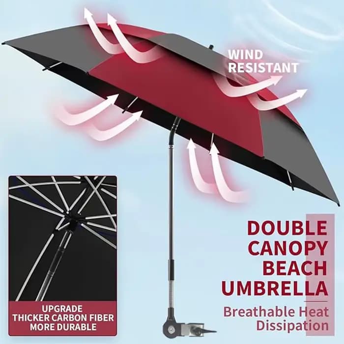Parasol de plage réglable pour chaise longue