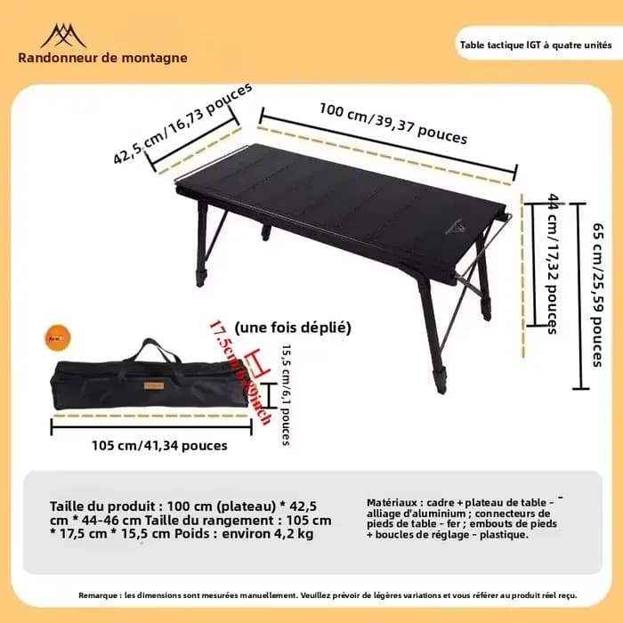 Table de camping pliante IGT, table de cuisson portable IGT pour l'extérieur, 3-5 tables, meubles de camping, table de jardin, table de pique-nique