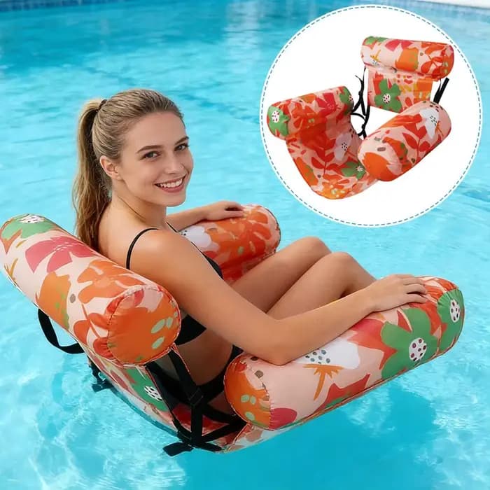 Chaise flottante gonflable avec dossier, hamac flottant pliable, siège flottant pour piscine, plage et fêtes au lac