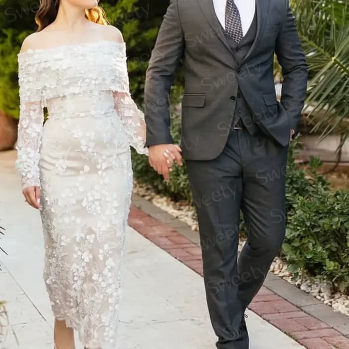 Robe de Rhmi-mollet en organza avec dentelle brodée et paillettes, robes de soirée de Rhluxueuses, poignées sans bretelles, col bateau amovible, personnalisé