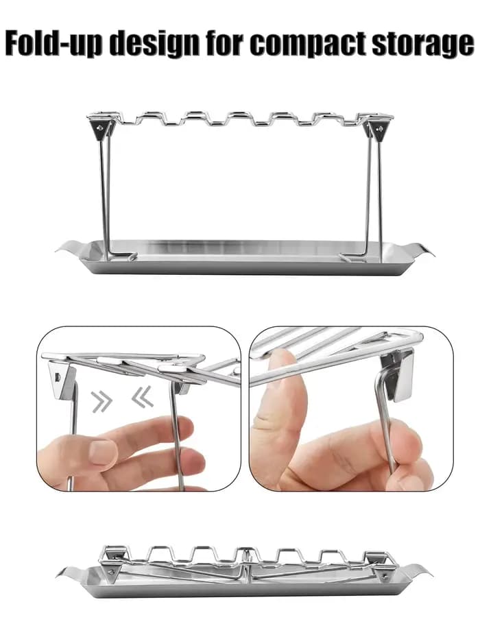 Support de jambe de poulet pour gril avec plateau d'égouttage