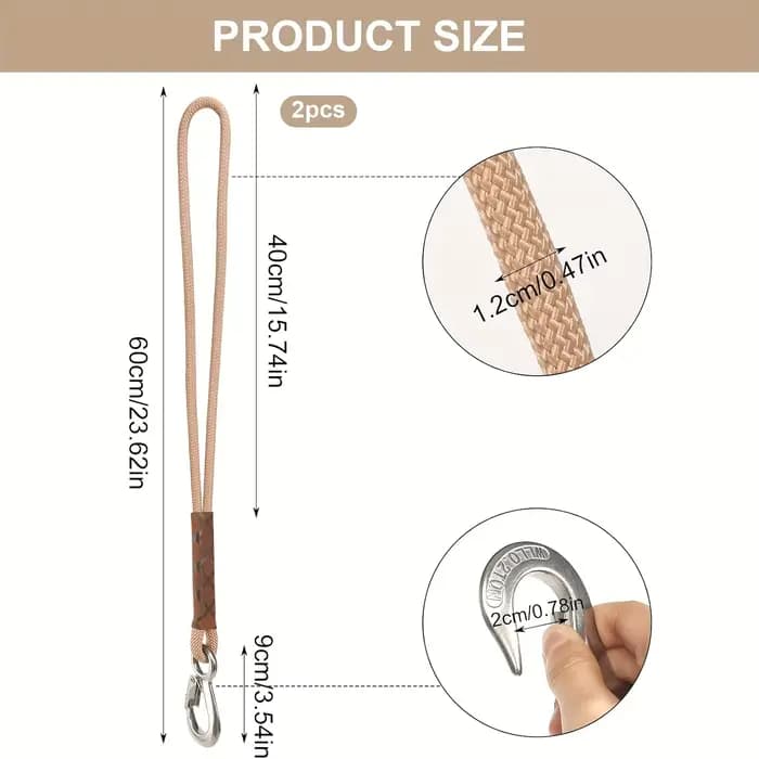 2 pièces de corde de suspension pour hamac de 60 cm avec cordon de sécurité