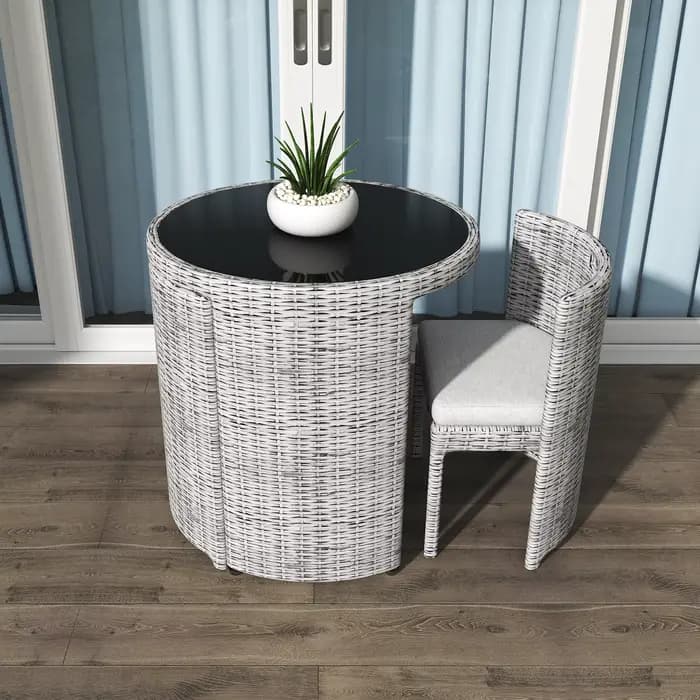 Fulin meubles de balcon de patio de haute qualité 3 pièces ensemble de table et chaises de café d'extérieur en rotin