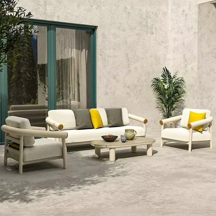 # Canapé d'extérieur en alliage d'aluminium pour villa, cour, patio, jardin, mobilier de loisirs, imperméable et résistant aux UV, pour hôtels et complexes hôteliers, avec table basse