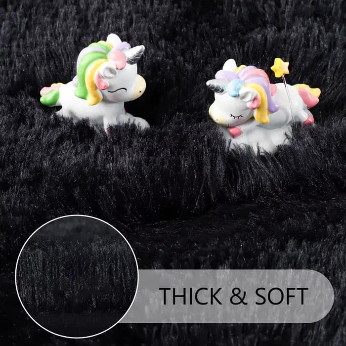 Tapis rond moelleux noir pour chambre à coucher, tapis de chambre d'enfants, Shaggy, salon, canapé, tapis de sol doux pour pépinière, décoration de maison
