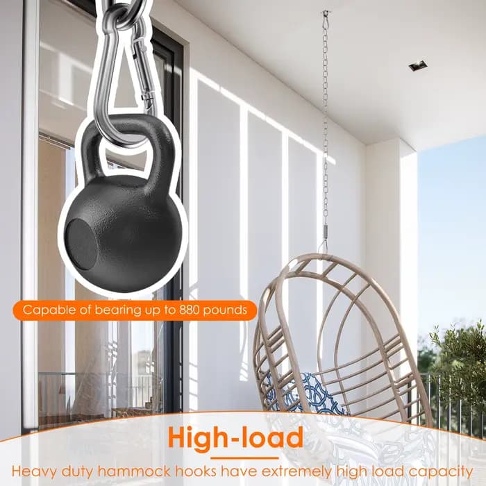 Crochet de suspension pour hamac M6 en acier inoxydable avec vis, crochet de plafond robuste, Kit de suspension antirouille pour intérieur et extérieur