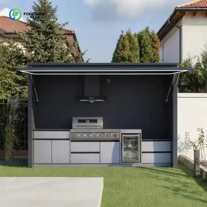 Îlot de cuisine extérieur en aluminium sur mesure