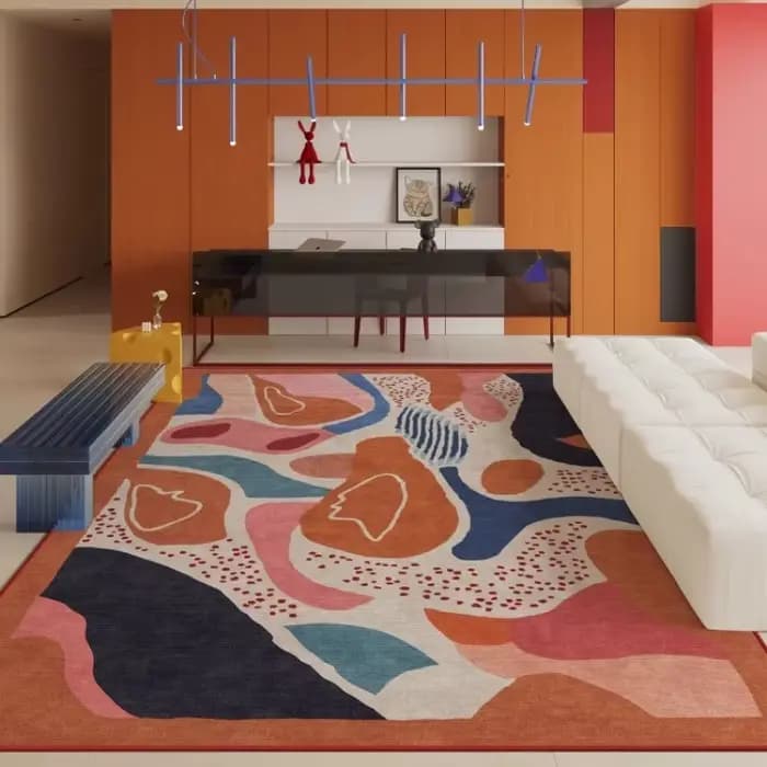 Tapis de salon créatif motif géométrique Dopamine, tapis de chambre à coucher, décoration d'intérieur haut de gamme de luxe léger, tapis de table basse