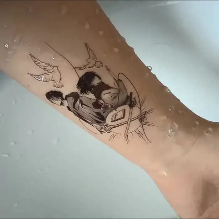 Tatouages temporaires d'anime L'Attaque des Titans, dessin animé Eren Mikasa, art corporel, tatouage factice imperméable, autocollant de tatouage, autocollant corporel