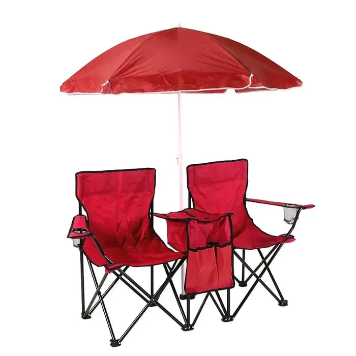 Chaise pliante double pare-soleil résistante à l'usure pour la plage