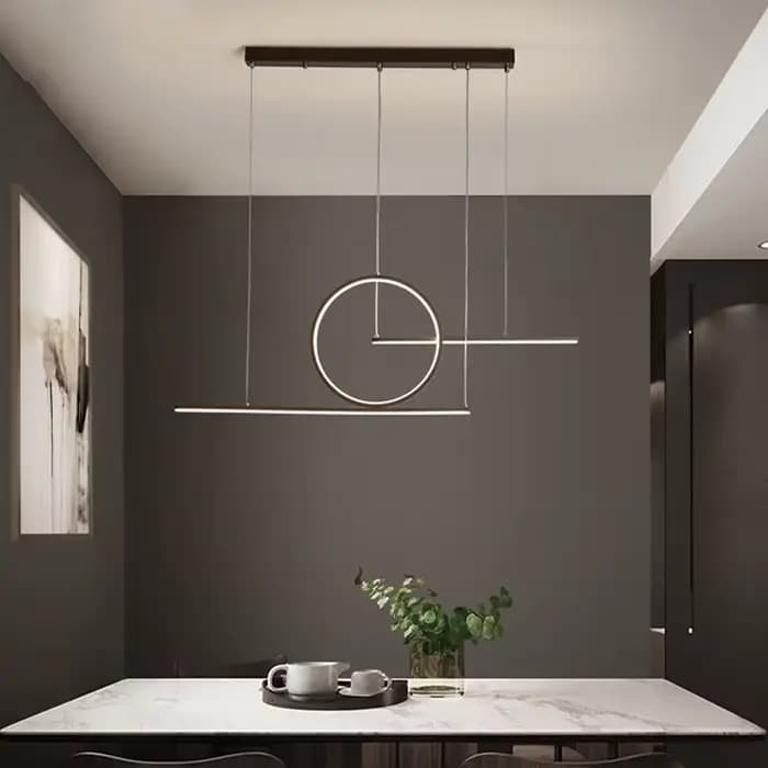 Plafonnier LED suspendu au design moderne minimaliste, éclairage d'intérieur, luminaire décoratif de plafond, disponible en noir et en or, idéal pour un salon, une salle à manger ou un café
