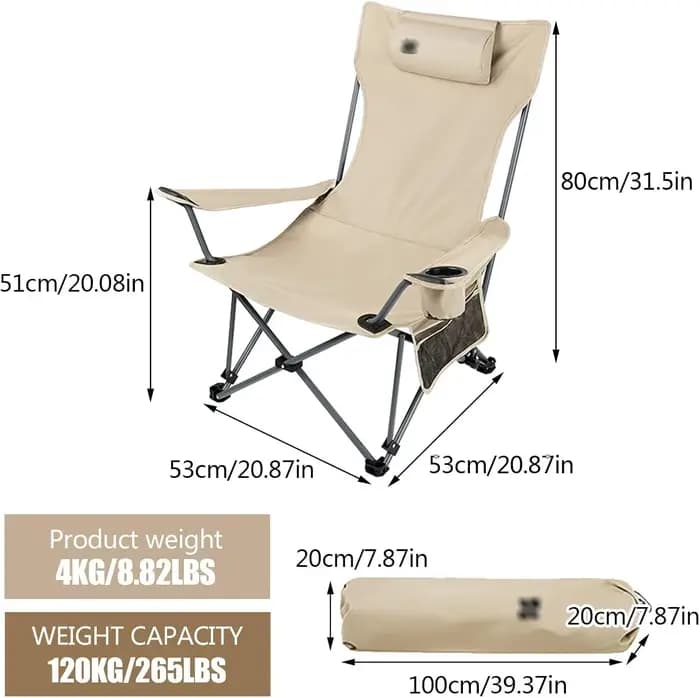 Chaise de camping pliable avec accoudoirs